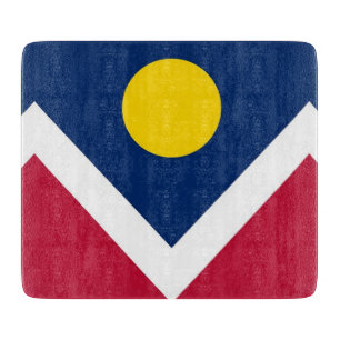 Kleine Glasschneidplatte mit der Flagge von Denver Schneidebrett