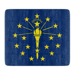 Kleine Glasschneidplatte mit der Flagge von Indian Schneidebrett