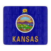 Kleine Glasschneidplatte mit der Flagge von Kansas Schneidebrett (Vorderseite)