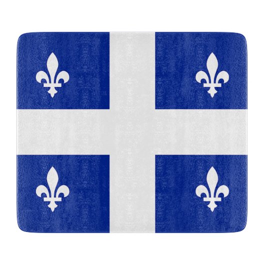 Kleine Glasschneidplatte mit der Flagge von Quebec Schneidebrett (Vorderseite)