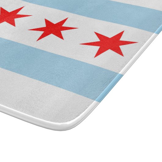 Kleine Glasschneidplatte mit Flagge von Chicago Schneidebrett (Ecke)