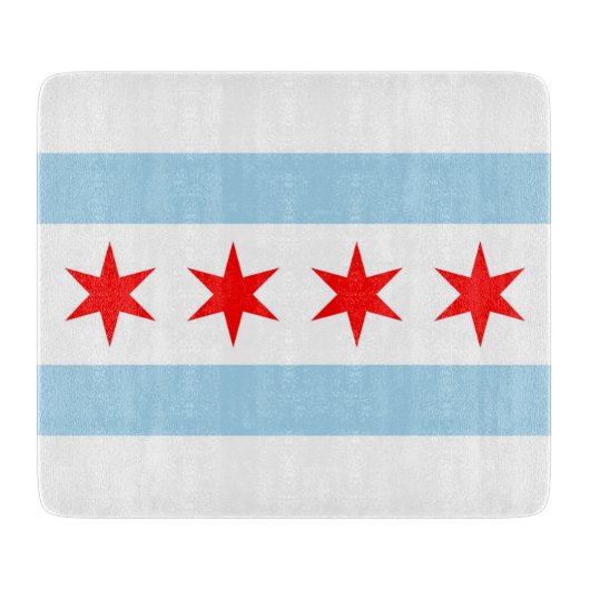 Kleine Glasschneidplatte mit Flagge von Chicago Schneidebrett (Vorderseite)