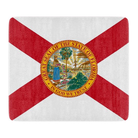 Kleine Glasschneidplatte mit Florida-Flagge Schneidebrett (Vorderseite)