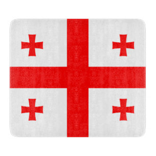 Kleine Glasschneidplatte mit georgischer Flagge Schneidebrett