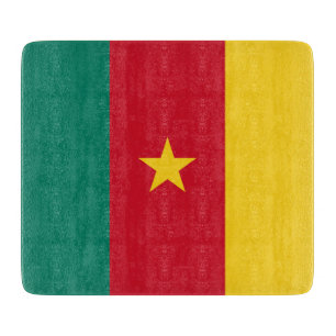 Kleine Glasschneidplatte mit kamerunischer Flagge Schneidebrett