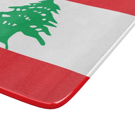 Kleine Glasschneidplatte mit libanesischer Flagge Schneidebrett (Ecke)