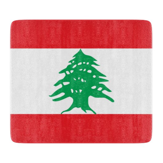 Kleine Glasschneidplatte mit libanesischer Flagge Schneidebrett (Vorderseite)