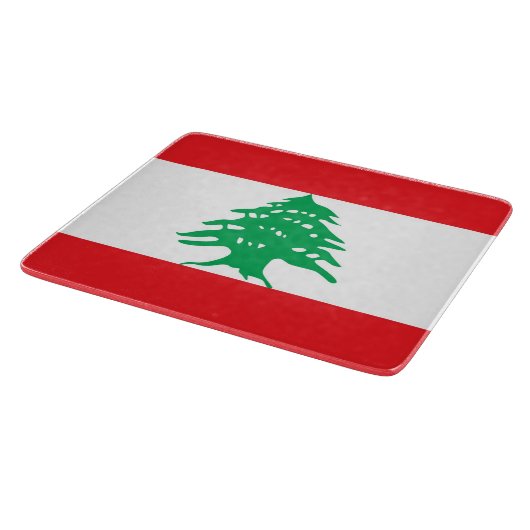 Kleine Glasschneidplatte mit libanesischer Flagge Schneidebrett (Ecke)