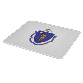 Kleine Glasschneidplatte mit Massachusetts-Flagge Schneidebrett (Ecke)