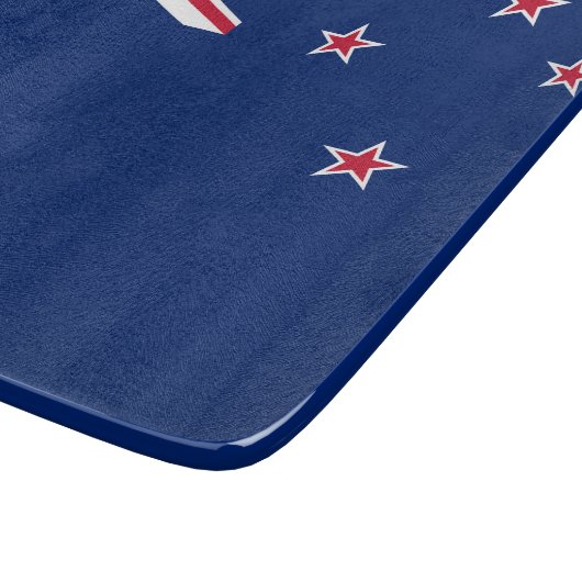 Kleine Glasschneidplatte mit neuseeländischer Flag Schneidebrett (Ecke)