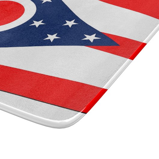 Kleine Glasschneidplatte mit Ohio-Flagge Schneidebrett (Ecke)