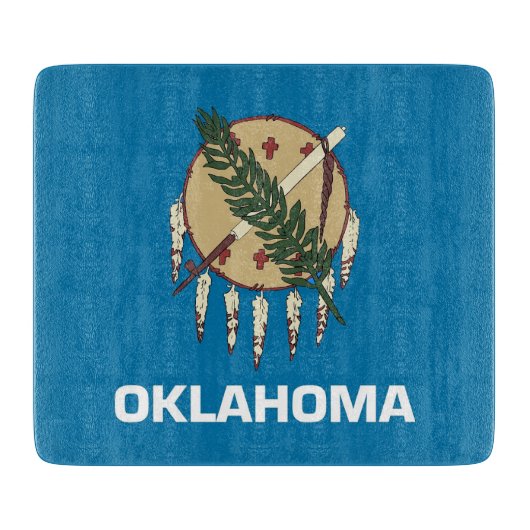 Kleine Glasschneidplatte mit Oklahoma-Flagge Schneidebrett (Vorderseite)