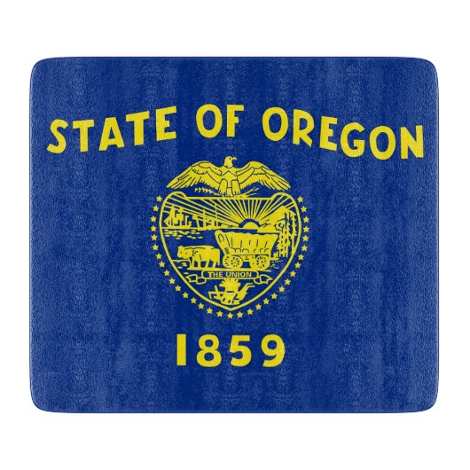 Kleine Glasschneidplatte mit Oregon-Flagge Schneidebrett (Vorderseite)