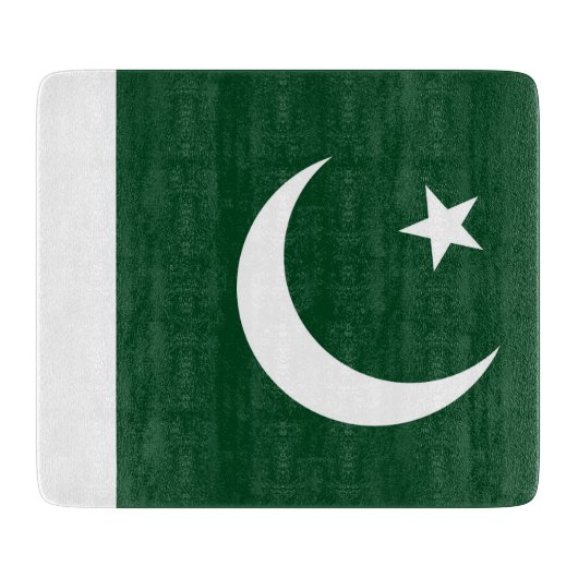 Kleine Glasschneidplatte mit pakistanischer Flagge Schneidebrett (Vorderseite)