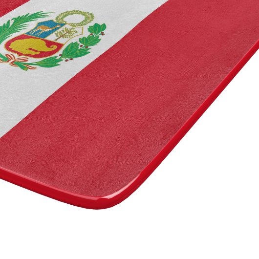 Kleine Glasschneidplatte mit Peru-Flagge Schneidebrett (Ecke)