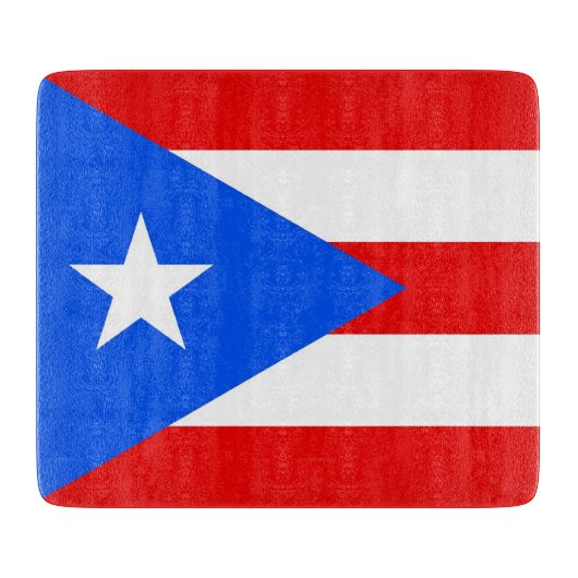Kleine Glasschneidplatte mit Puerto Rico-Flagge Schneidebrett (Vorderseite)