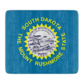 Kleine Glasschneidplatte mit South Dakota-Flagge Schneidebrett (Vorderseite)