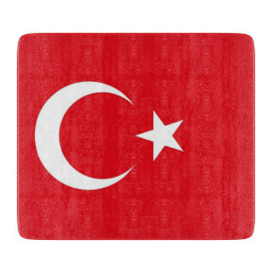 Kleine Glasschneidplatte mit türkischer Flagge Schneidebrett