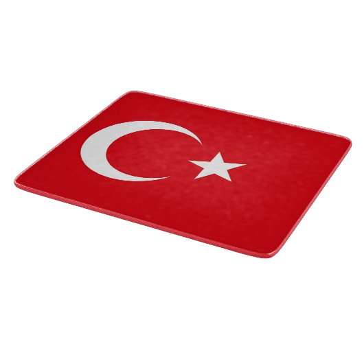 Kleine Glasschneidplatte mit türkischer Flagge Schneidebrett (Ecke)