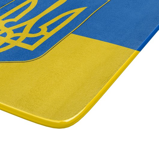 Kleine Glasschneidplatte mit ukrainischer Flagge Schneidebrett (Ecke)