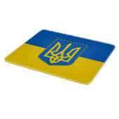 Kleine Glasschneidplatte mit ukrainischer Flagge Schneidebrett (Ecke)