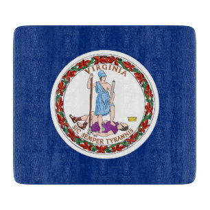 Kleine Glasschneidplatte mit Virginia-Flagge Schneidebrett