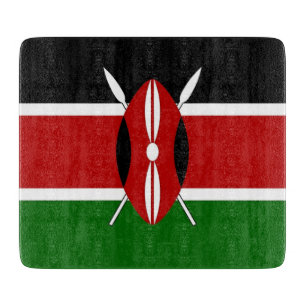Kleine Glasschneidtafel mit kenianischer Flagge Schneidebrett