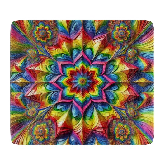 Kleine Glasspanplatte mit LGBTQ-Farben Schneidebrett (Vorderseite)