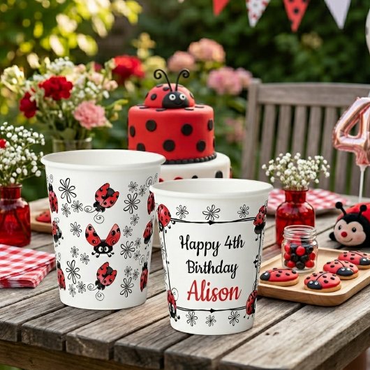 Kleine Glückskäfer Geburtstag Pappbecher