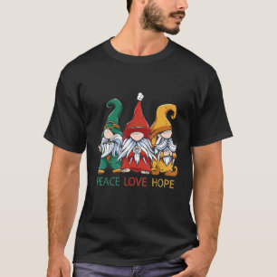 Kleine Gnome in grün-rot-gelben Erbsen Liebe und T-Shirt