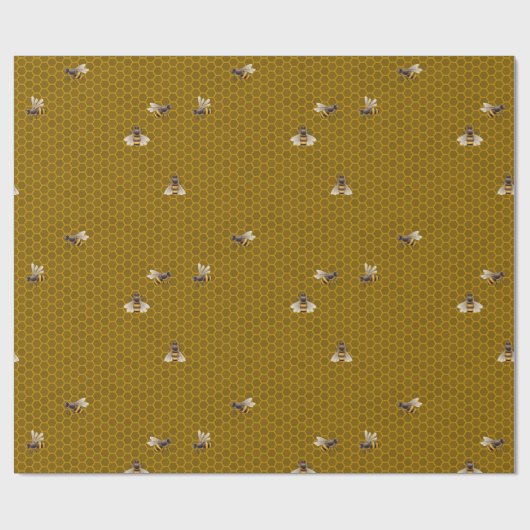 Kleine goldene Honeycomb Bee Hive Geometric H Geschenkpapier (Flach)