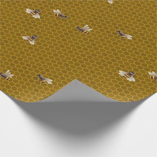 Kleine goldene Honeycomb Bee Hive Geometric H Geschenkpapier (Ecke)