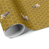 Kleine goldene Honeycomb Bee Hive Geometric H Geschenkpapier (Rolleneckpunkt)