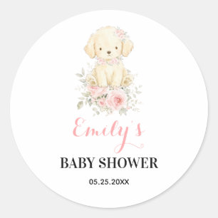 Kleine goldene Mädchen-Baby-Party-Retriever-Welpe Runder Aufkleber