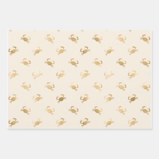 Kleine Goldkrebse auf Off-White Geschenkpapier Set (Vorderseite 2)