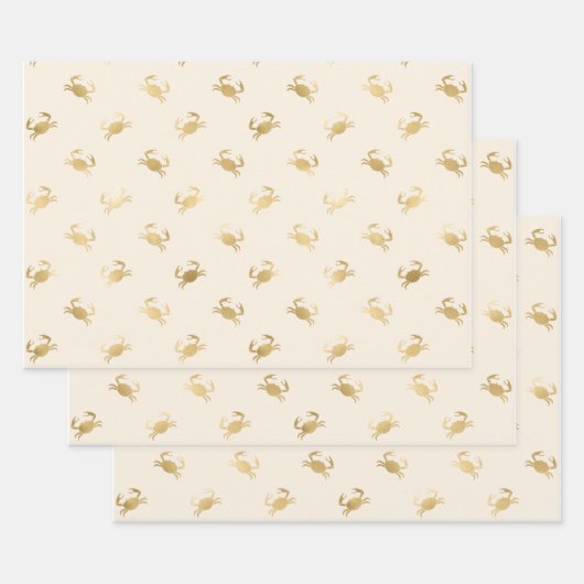 Kleine Goldkrebse auf Off-White Geschenkpapier Set (Set)