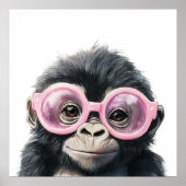 Kleine Gorilla mit rosa Brillenposter Poster (Vorne)