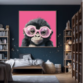Kleine Gorilla mit rosa Brillenposter Poster