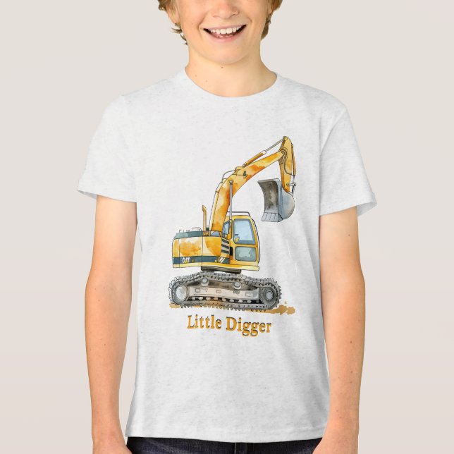 Kleine Grabbaumaschine Tri-Blend Shirt (Vorderseite)