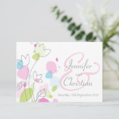 Kleine grafische moderne Blume Blätter Hochzeit ei Einladung (Stehend Vorderseite)