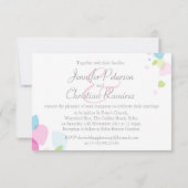 Kleine grafische moderne Blume Blätter Hochzeit ei Einladung (Rückseite)