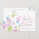 Kleine grafische moderne Blume Blätter Hochzeit ei Einladung (Vorne/Hinten)