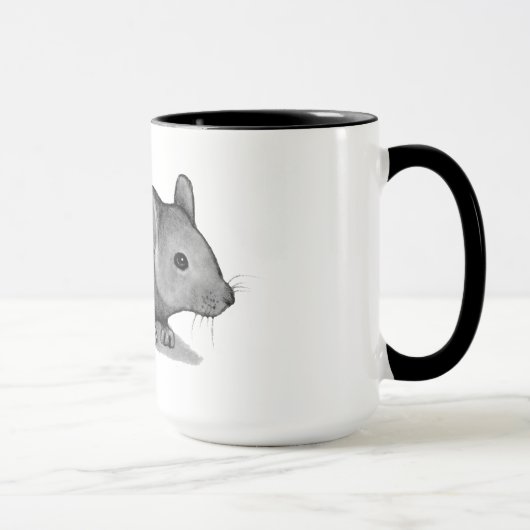 Kleine graue Maus im Bleistift: Realismus-Kunst Tasse (Rechts)