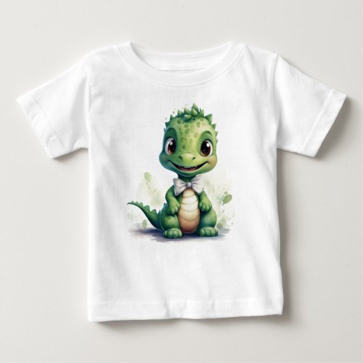 Kleine groene Dino Baby T-shirt (Vorderseite)