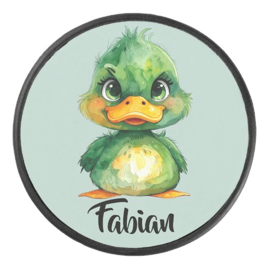 Kleine grüne Ente  Eishockey Puck (Vorderseite)