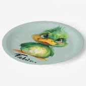 Kleine grüne Ente  Pappteller (Schrägansicht)