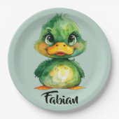 Kleine grüne Ente  Pappteller (Vorderseite)