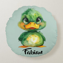 Kleine grüne Ente Rundes Kissen