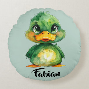 Kleine grüne Ente  Rundes Kissen