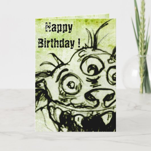 Kleine grüne Monsterskizze Karte (Vorderseite)